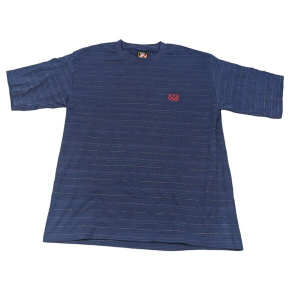 Vintage JC Penny Olympic Apparel Short Sleeve Striped T-Shirt‎ Mens L - Picture 1 of 9